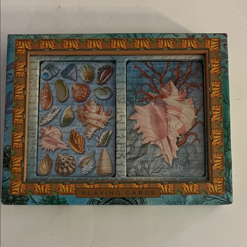 Punch Studio Seashell Playing Cards - Blue and Orange